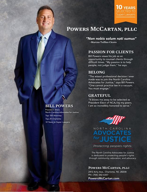 Bill Powers included in SuperLawyers Magazine Top 100 for North Carolina
