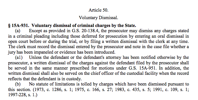 Dismissal of Charges