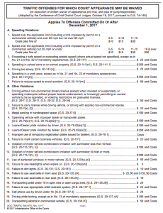 North Carolina Court Fines Updated 2018 - Offenses Committed After December 1, 2017