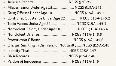 North Carolina Expunction Statutes Reference Materials 2016