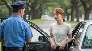 Police officer speaking with a driver during a traffic stop, illustrating field sobriety and breath testing procedures in North Carolina DWI investigations