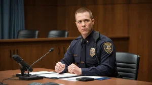 Image representaing police officer testifying in court illustrating Fourth Amendment search and seizure issues under North Carolina criminal law