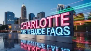Fleeing to Elude Charlotte NC courthouse skyline FAQ graphic