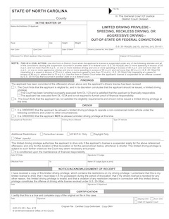 Limited Driving Privilege Speeding Reckless Aggressive Driving Out of State or Federal Convictions