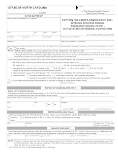 Out of State Speeding Reckless or DWI Limited Driving Privilege