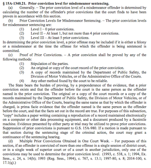 Pior conviction level for misdemeanor sentencing