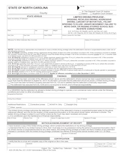 Speeding Reckless Limited Driving Privilege